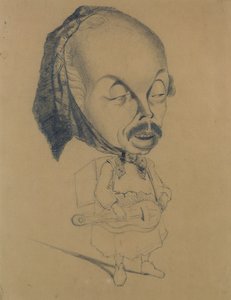 ナダル後のアドルフ・デネリー（1811-99）、1855-60（紙に黒いクレヨン） 作： Claude Monet